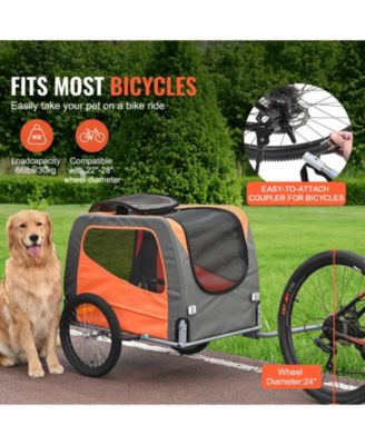 Cat Bike Trailer Supports 66 lbs Pet Cart w Quick Fold Frame QR Wheels Universal Coupler Reflectors Flag Collapsible