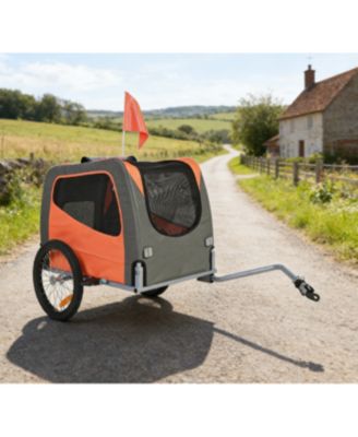 Cat Bike Trailer Supports 66 lbs Pet Cart w Quick Fold Frame QR Wheels Universal Coupler Reflectors Flag Collapsible