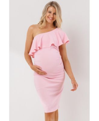 Maternity One-Shoulder Ruffle Bodycon Dress