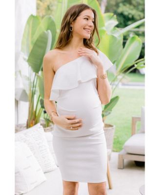 Maternity One-Shoulder Ruffle Bodycon Dress