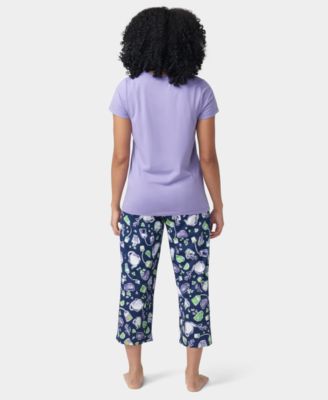 Women's Printed Short-Sleeve Capri Pajamas Set