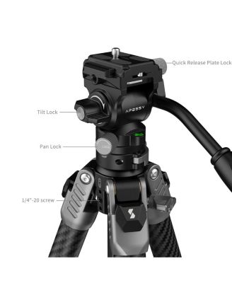 AP255Pro 5-Section Carbon Fiber Portable Video Tripod