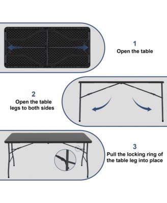 5 Foot Blow Molded Folding Table Foldable Portable Banquet Table Weather Resistant Table for Patio Camping Party Garage