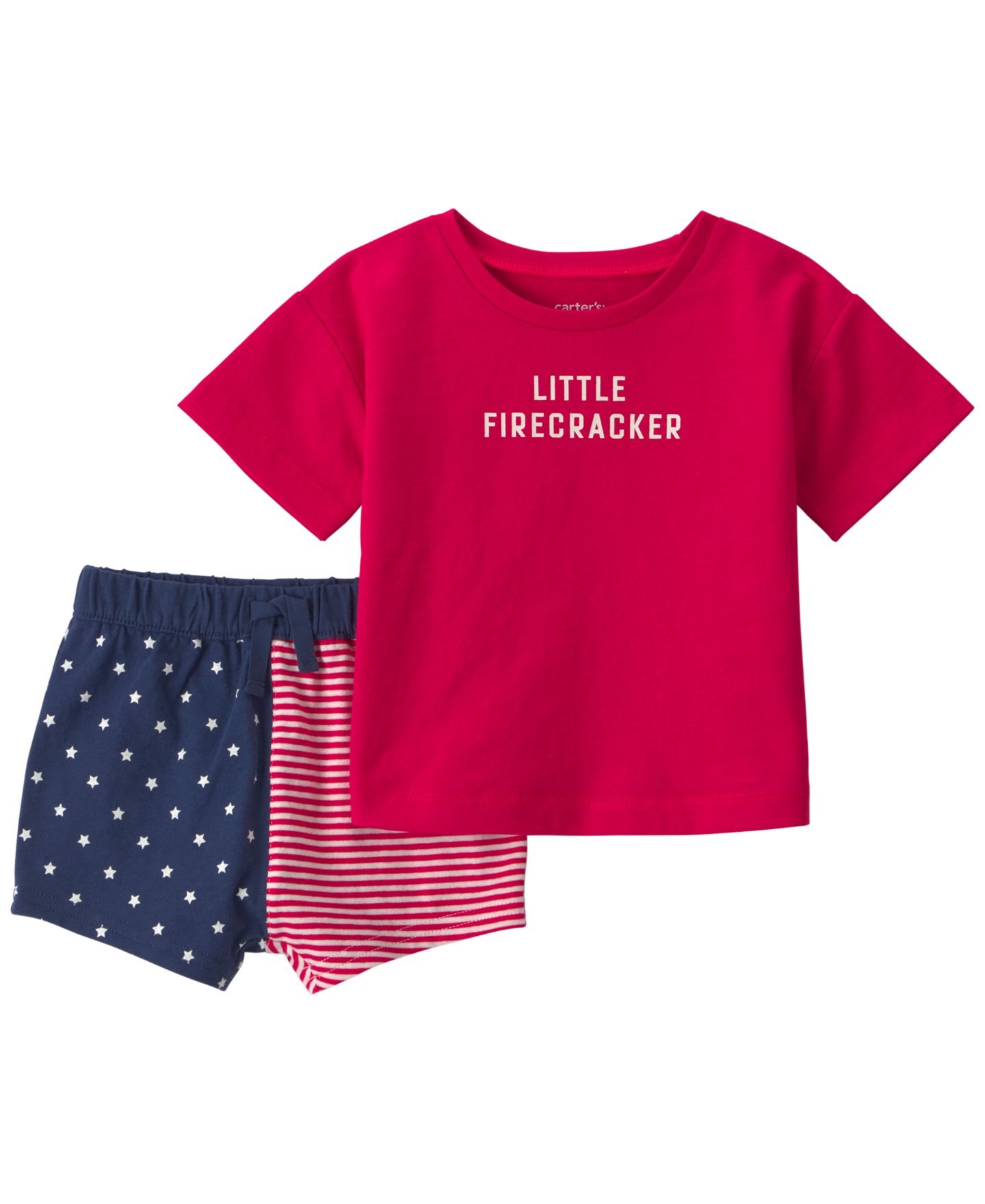 Комплект Carter's Little Firecracker Short-Sleeve Top and Shorts, 2-Piece Set для малышей, цвет: Красный / Тёмно-синий — фото 1