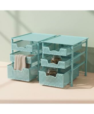 3 Tier White Alloy Steel Sliding Basket Organizer Drawer Cabinet