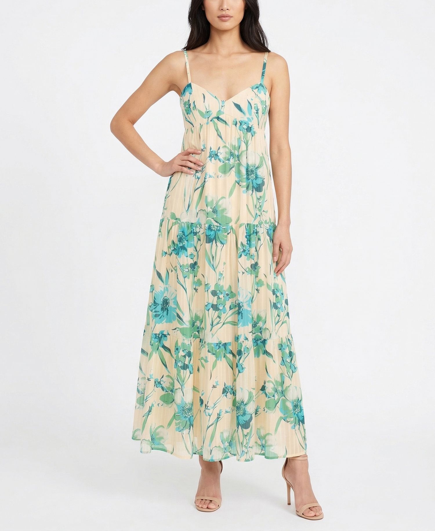Women's Sweetheart Neck Floral Tiered Empire Waist Dress