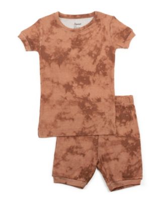 Toddler Matching Family Two Piece Cotton Short Sleeve Shirt and Shorts Tie Dye Pajamas.