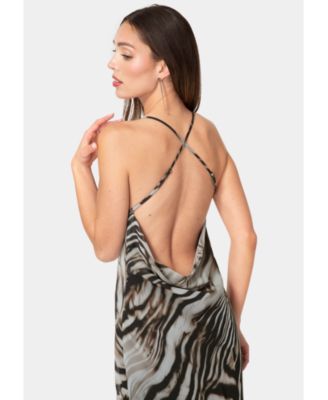 Women's Printed Chiffon Cowl Maxi Dress