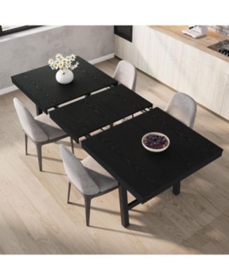 63–83" Extendable Dining Table, Industrial Rectangular Table for 6–8, Expandable Kitchen Table with Heavy-Duty Metal Frame