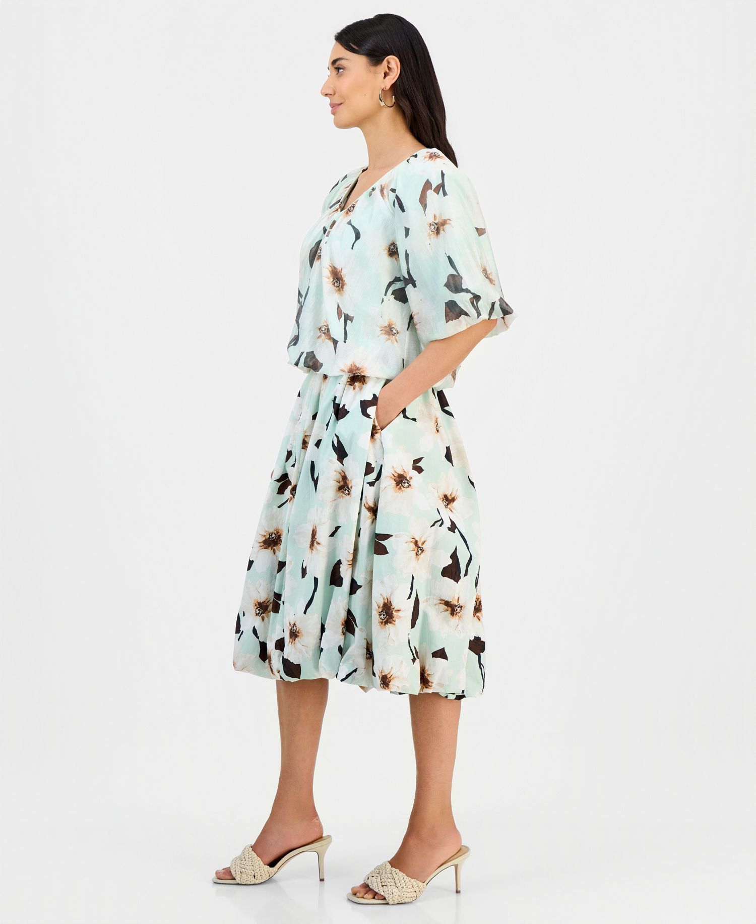 Petite Printed Pull-On Midi Skirt