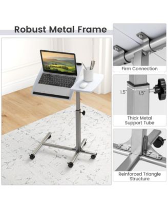 Adjustable Height Rolling Laptop Table with Lockable Wheels