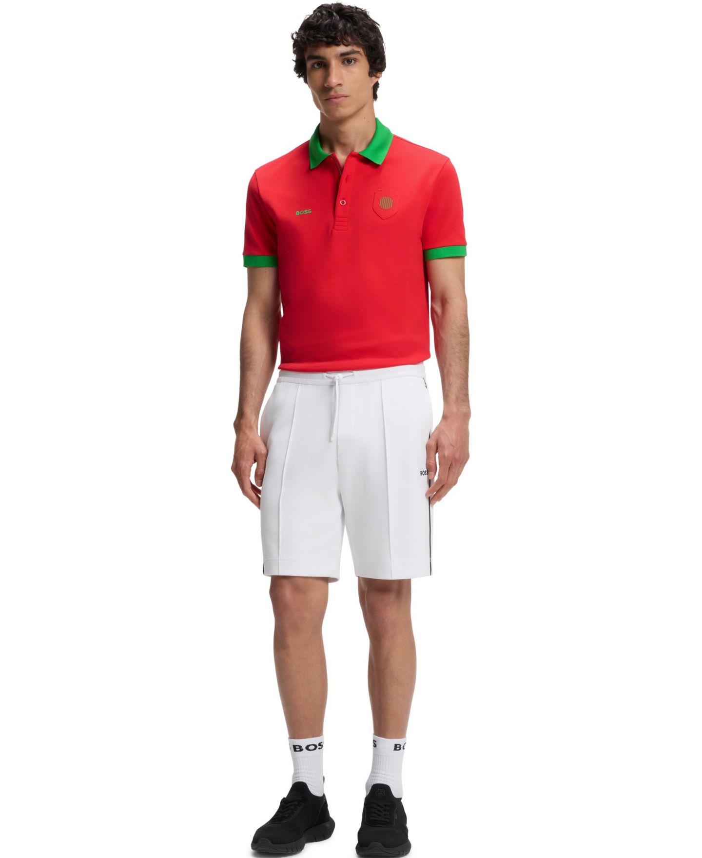 Мужское поло Hugo Boss Paddy Portugal Country Flag Trim Polo Shirt, цвет: Красный — фото 3