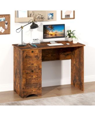 43 in Computer Desk Workstation with 2 Drawers and Integrated Charging Station