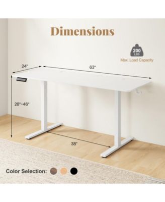 63 in Electric Standing Desk with 3 Memory Heights and LED Display