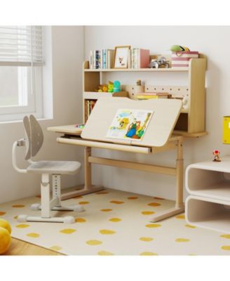 Height Adjustable Kids Writing Desk with Tilt Desktop and Book Stand