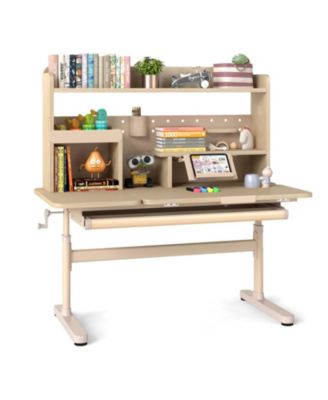 Height Adjustable Kids Writing Desk with Tilt Desktop and Book Stand