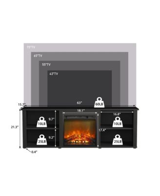 Modern Fireplace TV Stand for TVs up to 65" with Storage Media Console, Americano