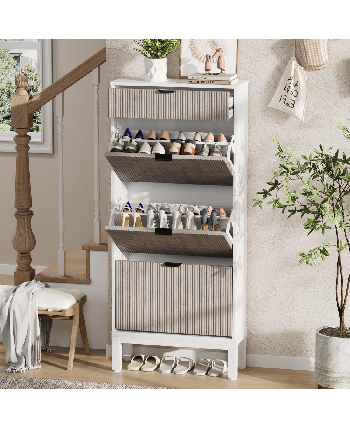 gaomon Shoe Storage Cabinet with Flip Drawers & Large Drawer