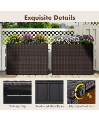 24 in Tall Raised Garden Bed with Wicker Design and Liner