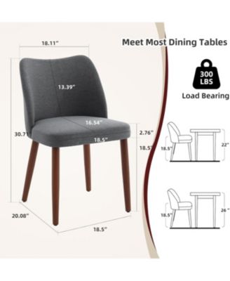 Dining Chair Set of 4, Linen Upholstered Dining Chair with Solid Wood Legs, Wing Backrest, Wooden Kitchen Chair