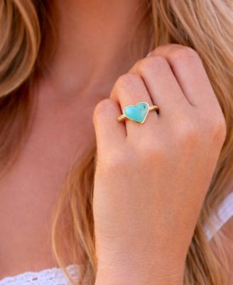 Rope My Heart Blue Turquoise and Golden Ring