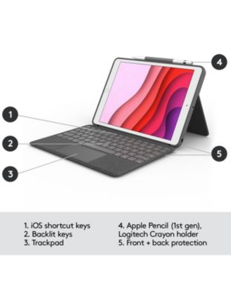 Combo Touch Case for iPad (7th, 8th, 9th Gen) with Precision Trackpad, Backlit Keyboard, Smart Connector Technology, Graphite