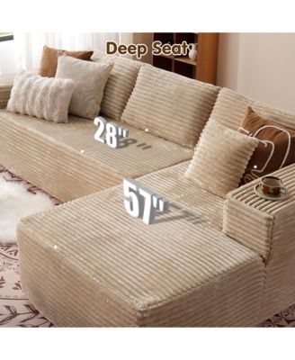 104" No Assembly Required Cloud Sectional Sofa, L-Shape Couch Chaise Lounge with Deep Seat and Wide Armrest for Living Room Bedroom