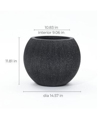 14.5" Round Bowl Plastic Planter, Mediterranean