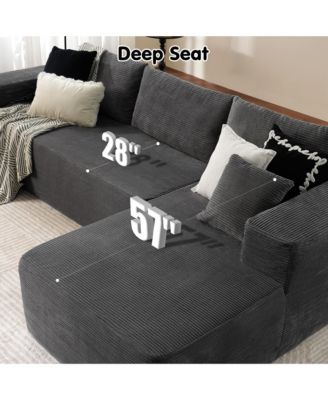 104" No Assembly Required Cloud Sectional Sofa, L-Shape Couch Chaise Lounge with Deep Seat and Wide Armrest for Living Room Bedroom