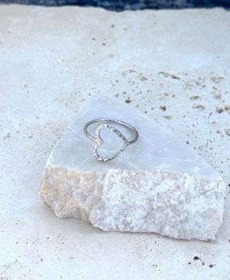 Silver Hammered Open Heart Ring