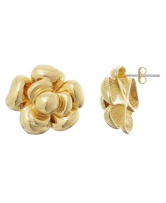 Gold Camellia Stud Earrings