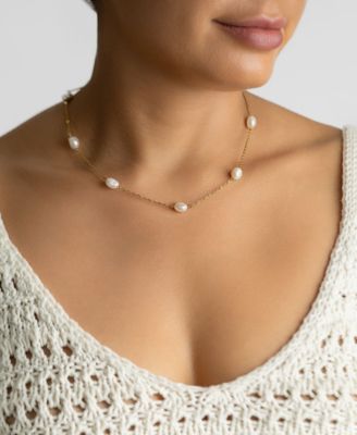Freshwater Pearl Gold 2-Piece Necklace and Bracelet Set