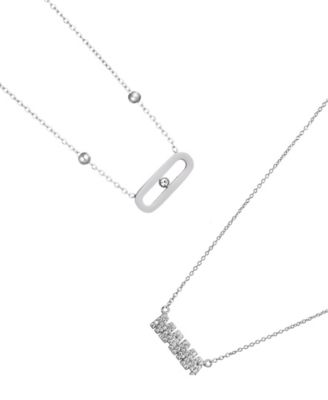 Silver 2-Piece Mama and Bar Necklace Set
