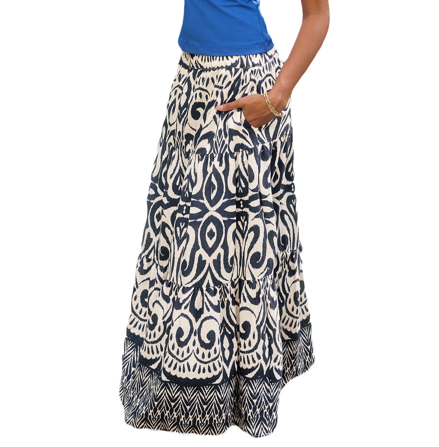 Женская юбка Cupshe Heatwave Honey Ornate Maxi, цвет: Белый — фото 2