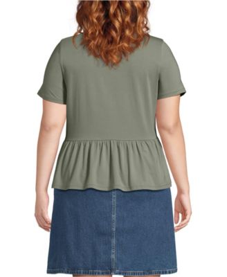 Plus Size Short Sleeve Lightweight Jersey Crew Neck Peplum Tee