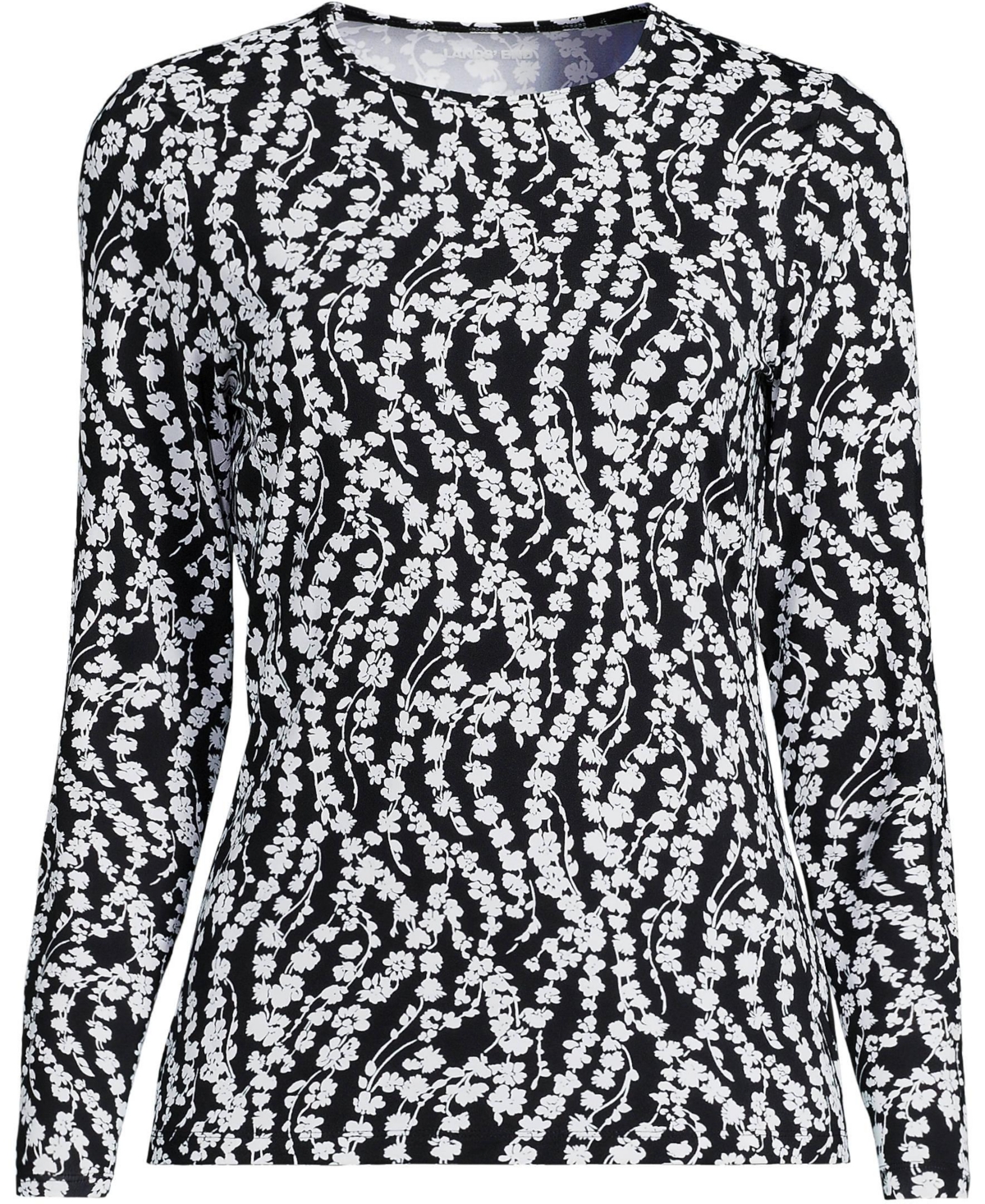 Lands' End Women's Tall Long Sleeve Crewneck Garden Tee - Sunshade Upf 50 Quick Dry