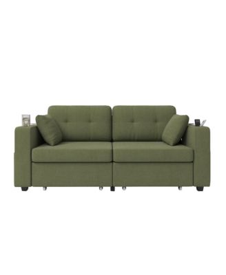 Stylish Chenille Loveseat Sofa, 67 Inch 2-Seater Couch with Storage, USB Charging and Cup Holders for Apartment and Living Room