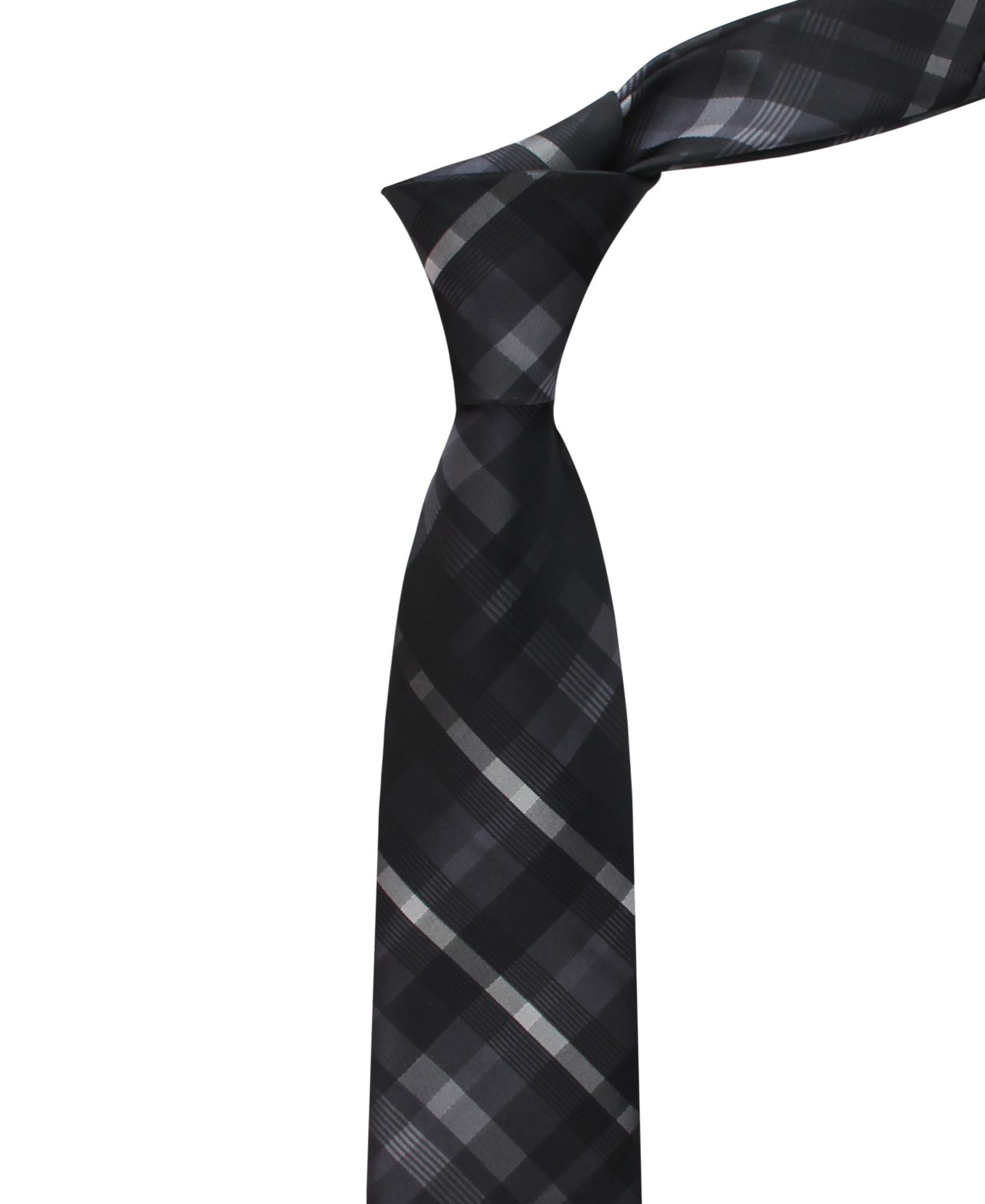 Мужской галстук Calvin Klein Drogo Plaid Pattern Tie, цвет: Чёрный — фото 5