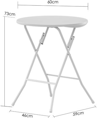 23.6'' Cocktail Table White High Top Folding, Round Portable Bar Height Folding Table with Removable Legs Indoor Outdoor Banquet for Party