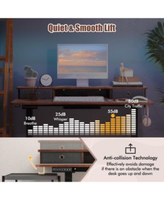 Height Adjustable Electric Standing Desk with Two Drawers