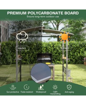 Hardtop Grill Gazebo with Vented Polycarbonate Roof and Shelves