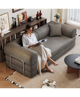 Stylish Corduroy Sleeper Sofa Bed, 78.8" 2-Seater Convertible Loveseat, Boneless Modular Sectional with Pillow Back Support for Living Room