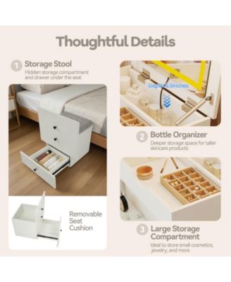 Small Vanity Desk Set with Flip Top Mirror and Lights