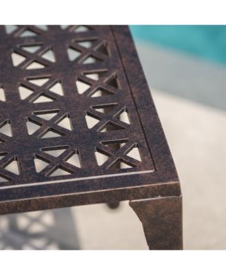18" Cast Aluminum Side Table Square Outdoor Accent End Table