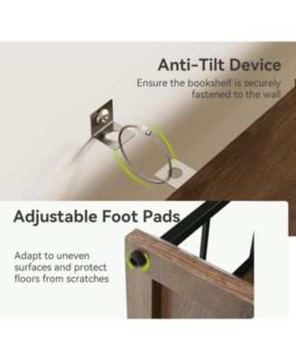 72'' Wooden Bookcase, 5-Tier Farmhouse Bookshelf, Free-Standing Display Storage Shelves