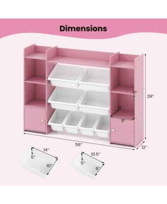 56 in Large Kids Toy Storage Organizer with Bins and Bookshelf