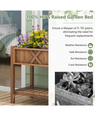 Poly Wood Elevated Planter Box with Legs Shelf and Drainage