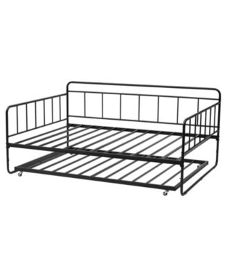 Full Size Daybed Frame with Trundle, Heavy Duty Metal, Easy Assembly