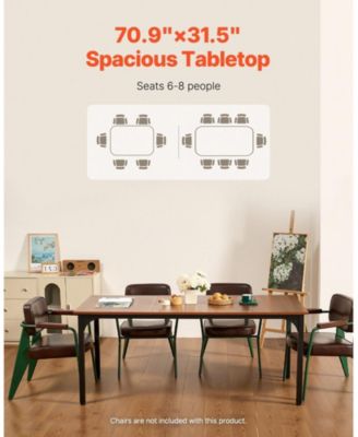 71in Rectangle Wood Farmhouse Dining Table for 6-8 People