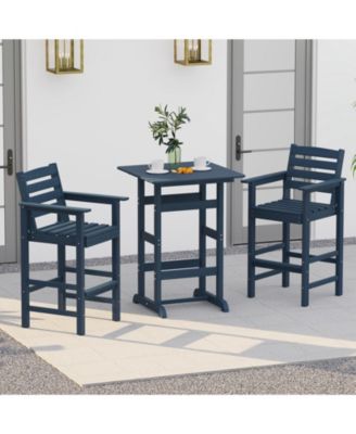 30-Inch Square Bar Table with Slatted Top for Patio or Poolside Dining